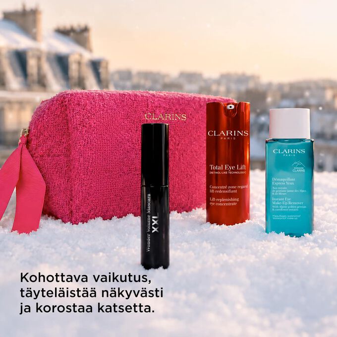 Tuotekuva Clarins Men -joulusetist&auml;, jonka hoitotuotteet kosteuttavat, puhdistavat ja rauhoittavat kuivaa tai herkk&auml;&auml; ihoa