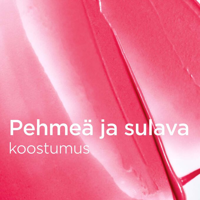 Teksturoitu, kermainen vaaleanpunainen tausta, jossa teksti korostaa Lip Balm Love Collectionin pehme&auml;&auml; ja sulavaa koostumusta &ndash; sileille ja hyvin hoidetuille huulille.