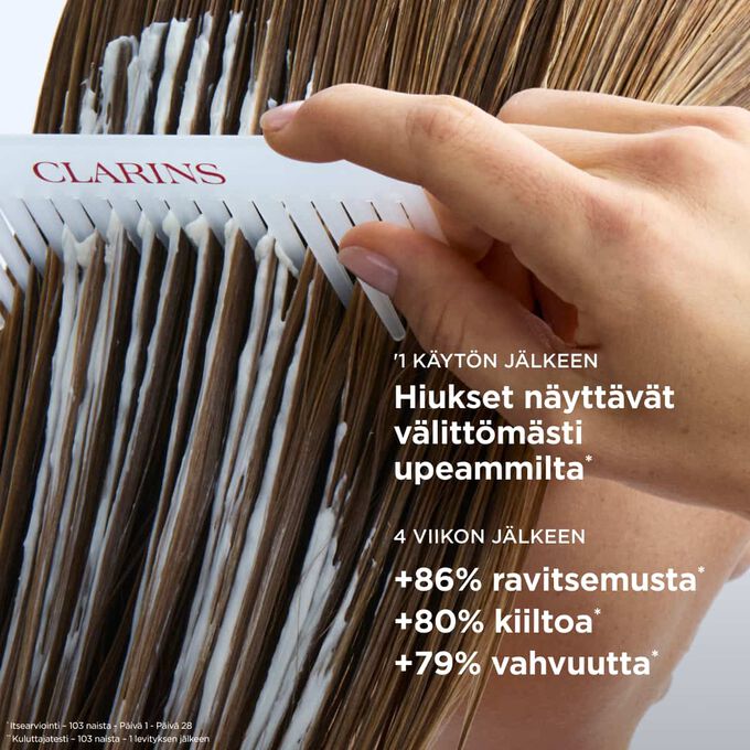 Hiusnaamio suorille hiuksille: kahdeksankymment&auml;kuusi prosenttia ravitummat ja kahdeksankymment&auml; prosenttia kiilt&auml;v&auml;mm&auml;t hiukset &ndash; v&auml;litt&ouml;m&auml;sti upeampi lopputulos.