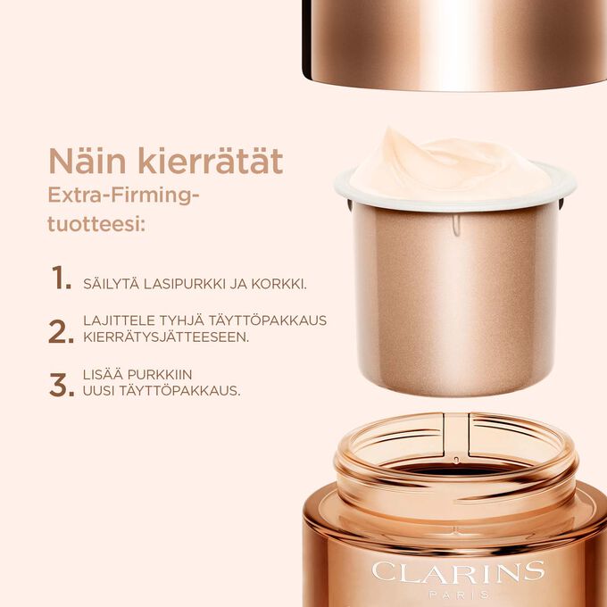 Illustration to explain how to recycle your Extra-Firming day care product with the different steps to follow