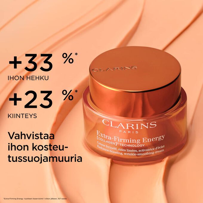 Tuotekuva Collagen Boost -voiteesta teksturoidulla pinnalla, joka korostaa vaikutuksia ihon hehkuun, kiinteyteen ja vahvistettuun kosteutusbarri&auml;&auml;riin.