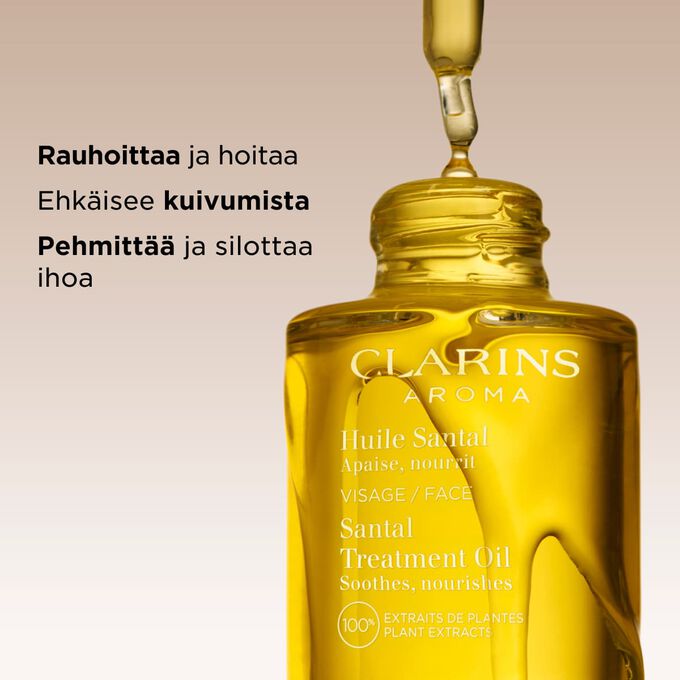T&auml;m&auml; santal kasvohoito&ouml;ljy rauhoittaa ja hoitaa kuivaa ihoa, ehk&auml;isee kuivumista ja j&auml;tt&auml;&auml; ihon eritt&auml;in pehme&auml;ksi ja sile&auml;ksi.